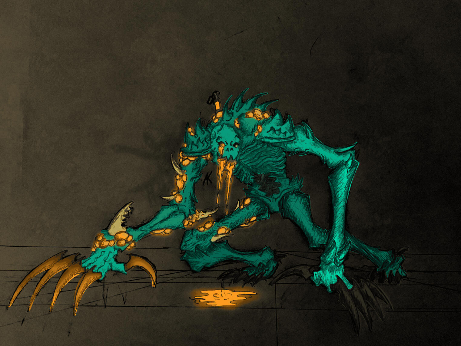 Blighted Carve, Traditional+Digitally Rendered